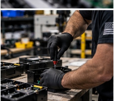 Hands assembling prototype hardware
