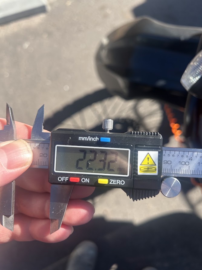 Part measured with digital calipers